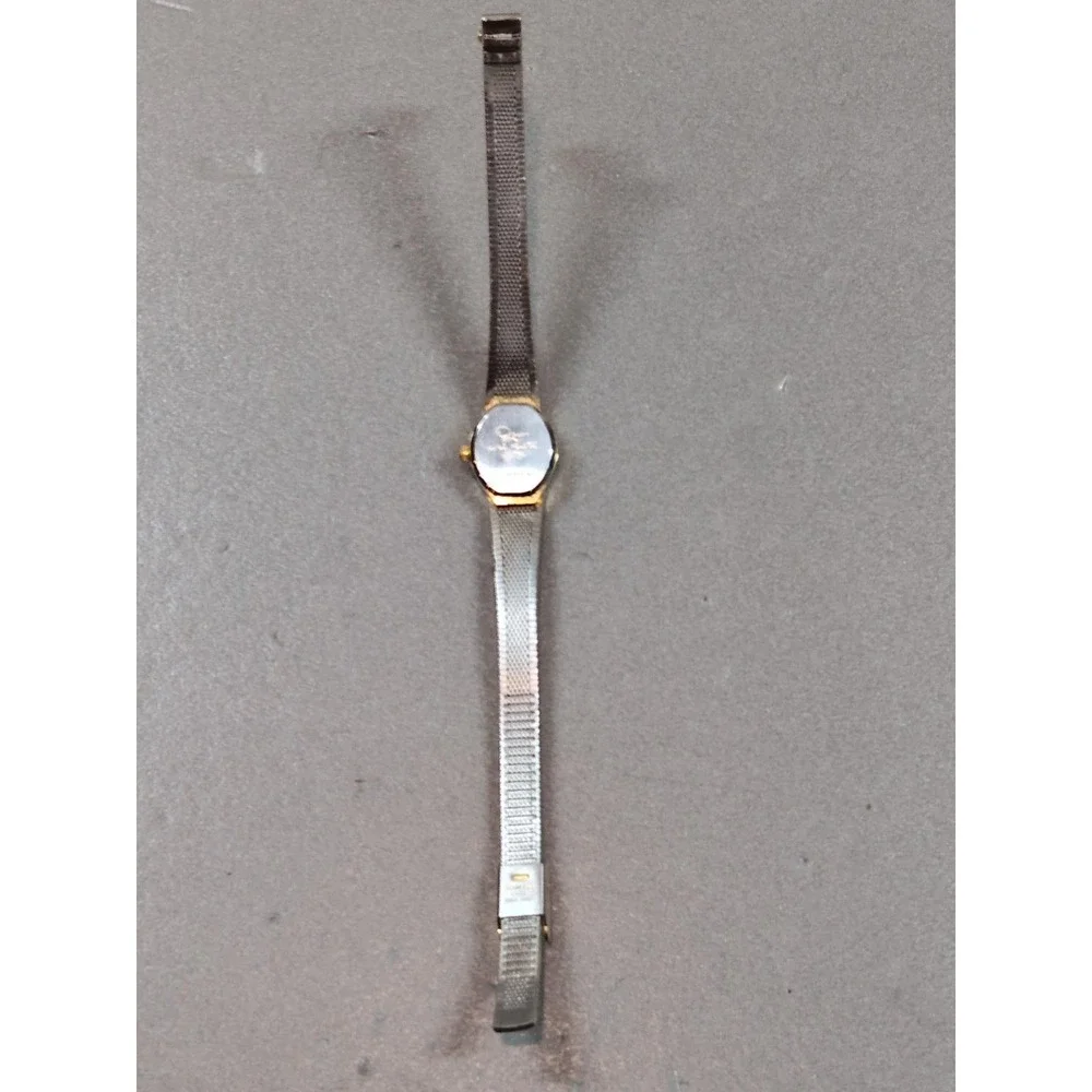 Oscar de la Renta Ladies Watch Gold Tone Textured Bracelet Black Dial 45-196
